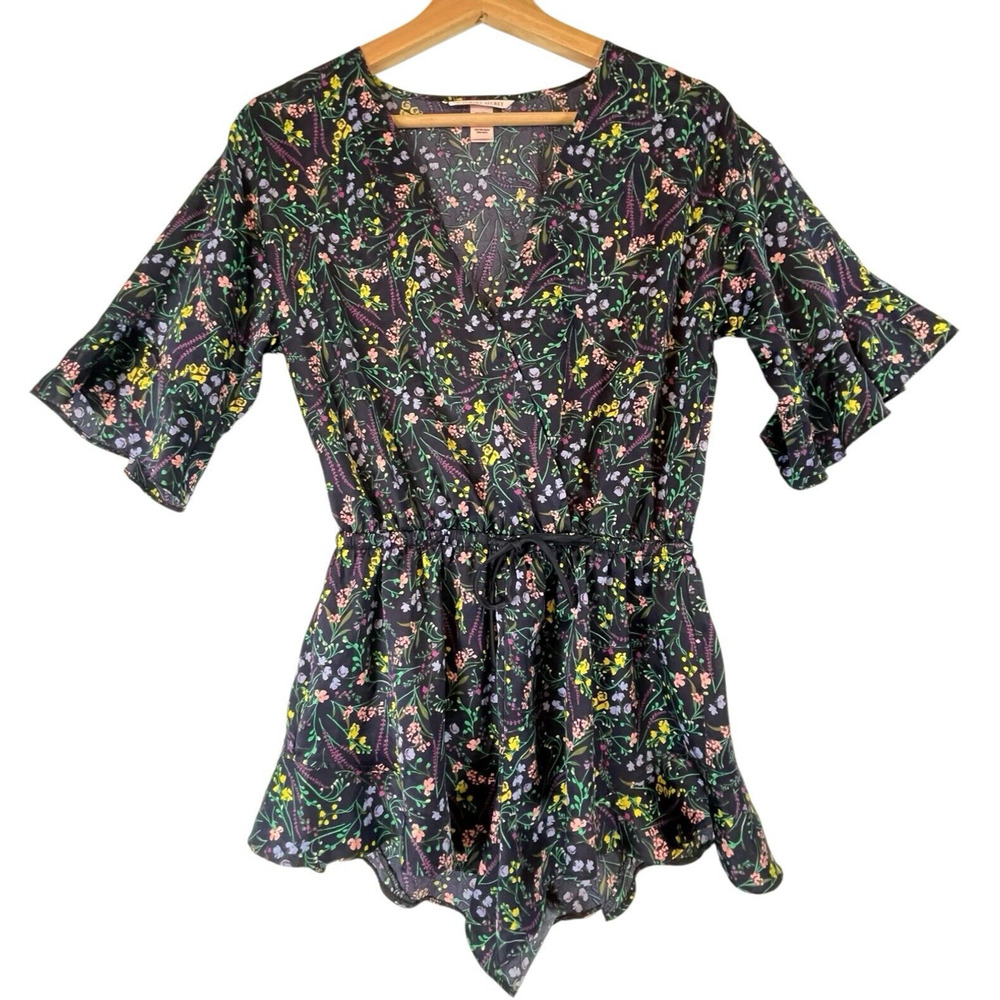 Victorias Secret Whimsy Fairy Dark Florals Shortie Romper Womens SIZE XS Ruffles